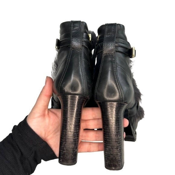BOSS HUGO BOSS One of a Kind Rabbit Fur Lined Heeled Combat Boots Booties EU 37 - Picture 4 of 9